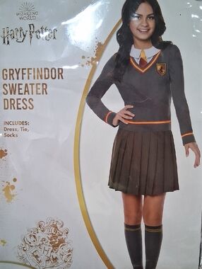 Spirit Harry Potter Gryffindor Sweater Dress - Gray with Gold Trim
